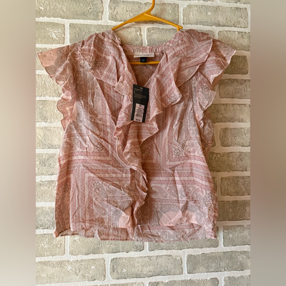 Universal Thread Blush Paisley Ruffle Blouse